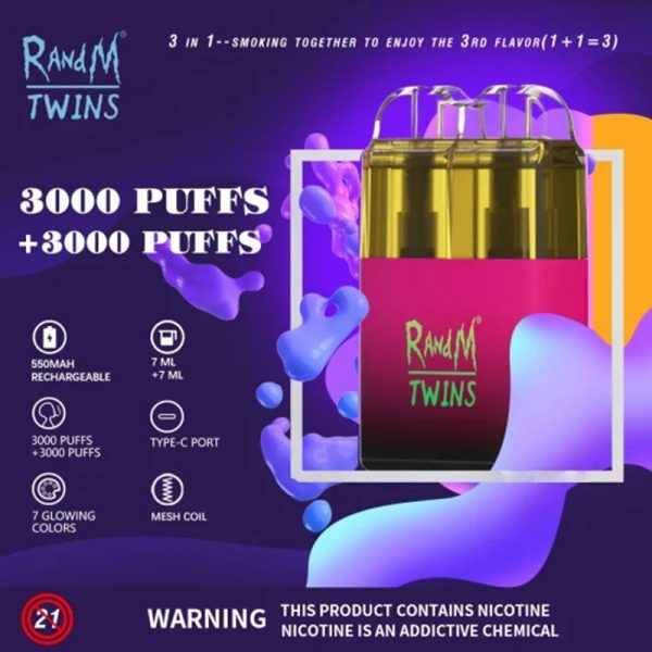 RandM Twins Disposable Vape Pod Device Wholesale (Rechargeable 6000 Puffs) - Image 9