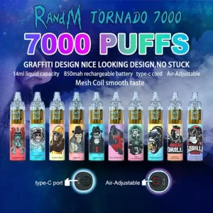 RandM Tornado Disposable Vape Pod Device Wholesale (Rechargeable 7000 Puffs)