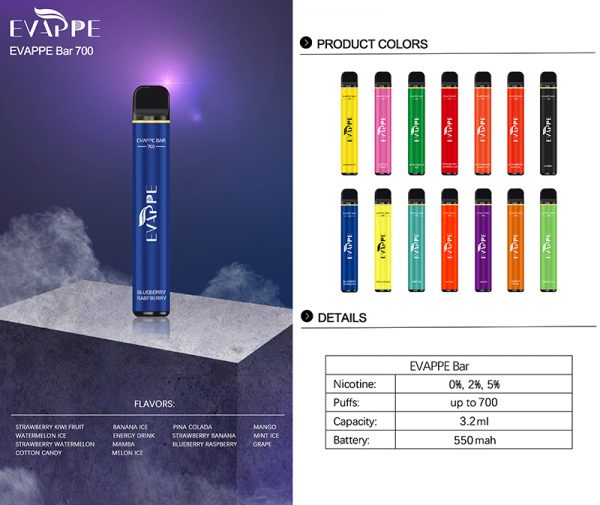 EVAPPE Bar Disposable Vape Pod Device Wholesale (700 Puffs) - Image 2