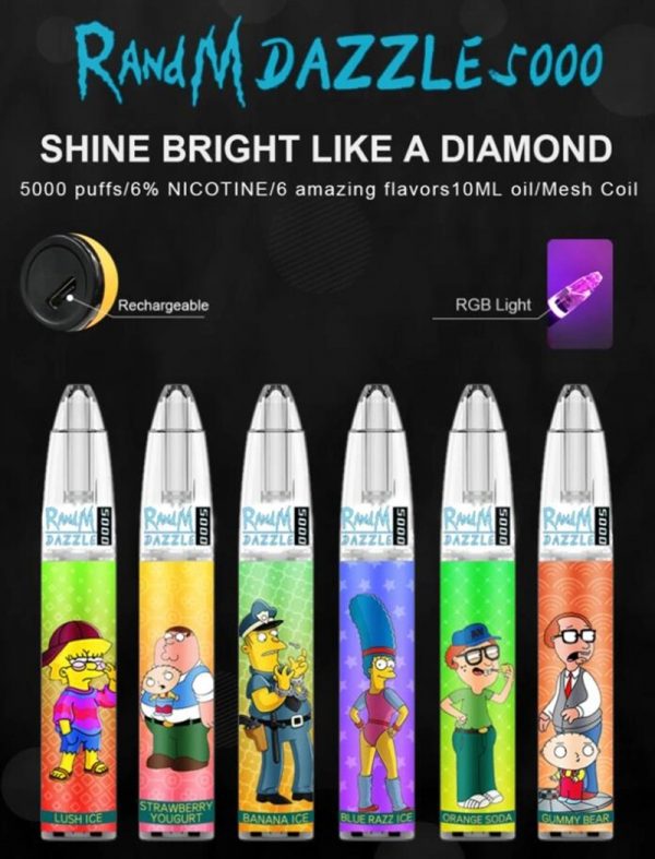 RandM Dazzle Disposable Vape Pod Device Wholesale (Rechargeable 5000 Puffs)