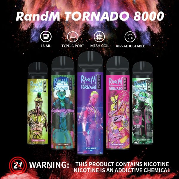 RandM Tornado Disposable Vape Pod Device Wholesale (Rechargeable 8000 Puffs) - Image 2