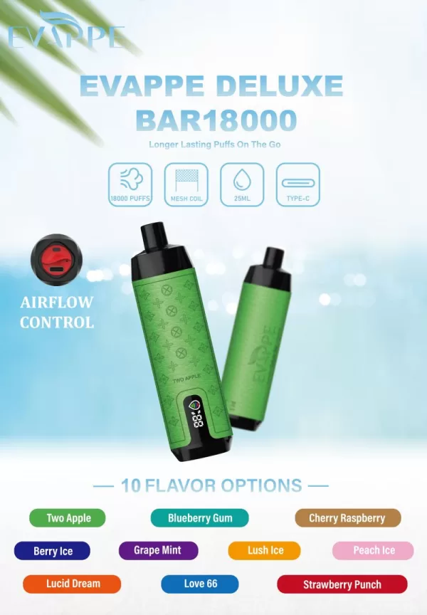 Hot Sale Evappe Deluxe Bar 18000 Puffs 10 Flavours Vape Pen - Image 4