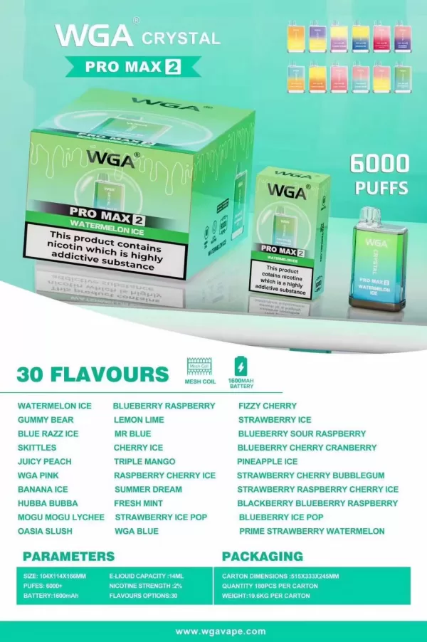 Wga Crystal Pro Max 2 Fashion Design 6000 Puffs Vape pen - Image 2