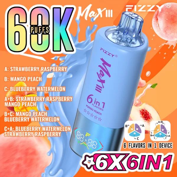 Special offer :  Fizzy MAX III 60000 puffs 6 flavors in 1 vape (10pcs) - Image 14
