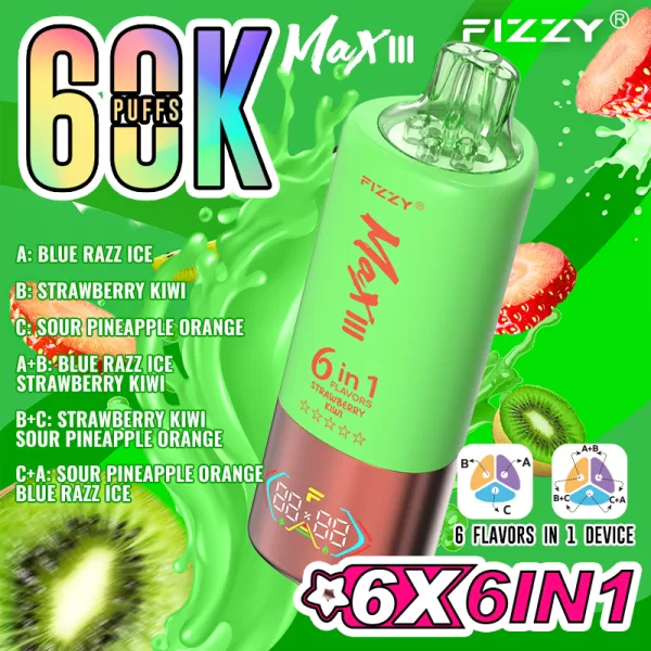Special offer :  Fizzy MAX III 60000 puffs 6 flavors in 1 vape (10pcs) - Image 23