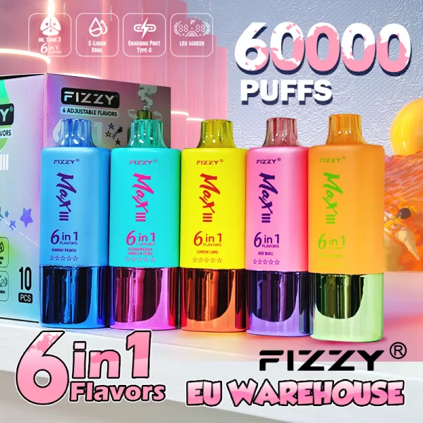 Special offer :  Fizzy MAX III 60000 puffs 6 flavors in 1 vape (10pcs) - Image 5