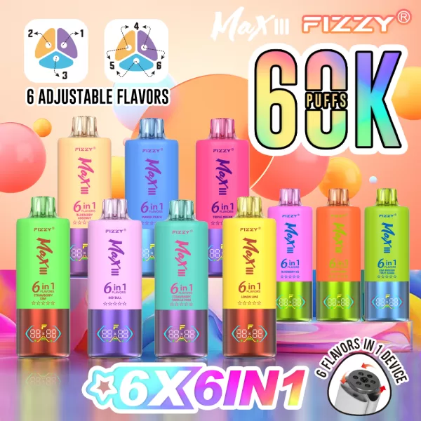 Special offer :  Fizzy MAX III 60000 puffs 6 flavors in 1 vape (10pcs) - Image 9
