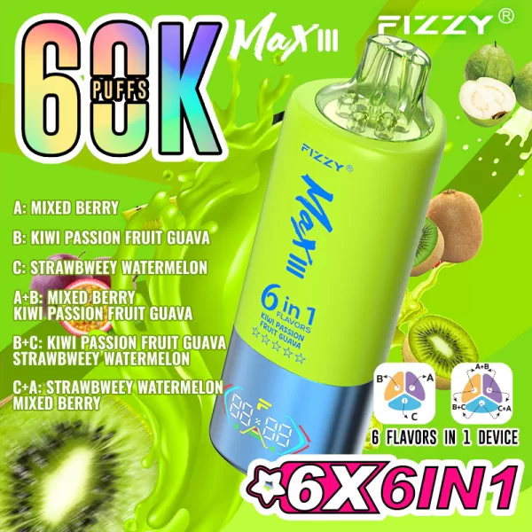 Special offer :  Fizzy MAX III 60000 puffs 6 flavors in 1 vape (10pcs) - Image 18