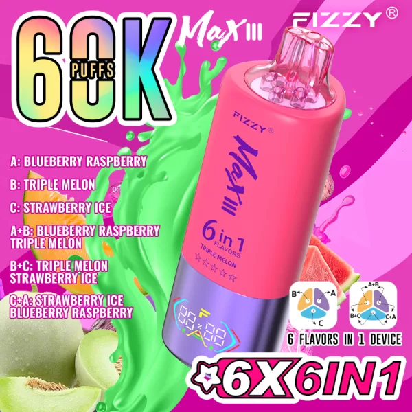 Special offer :  Fizzy MAX III 60000 puffs 6 flavors in 1 vape (10pcs) - Image 11