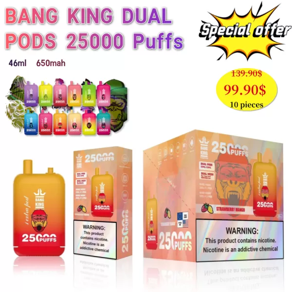 Special offer :  BANG KING Dual Pods 25000 puffs vape(10pcs)