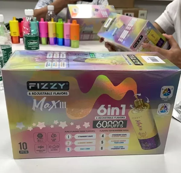 Special offer :  Fizzy MAX III 60000 puffs 6 flavors in 1 vape (10pcs) - Image 3
